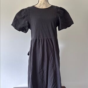 Who What Wear L Elegant Black Puff Sleeve Dress